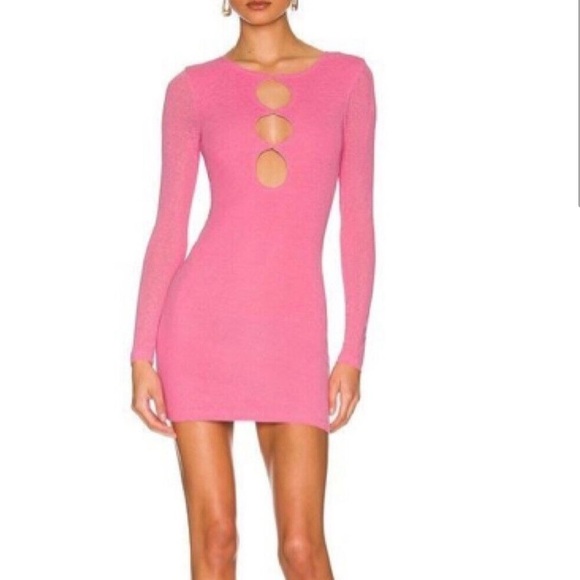 New Superdown pink long sleeve Pamela cut out dress XS - Picture 1 of 4